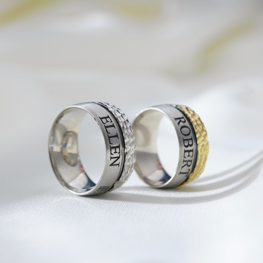 Roman Alphabet Wedding / Engagement Rings for Couple