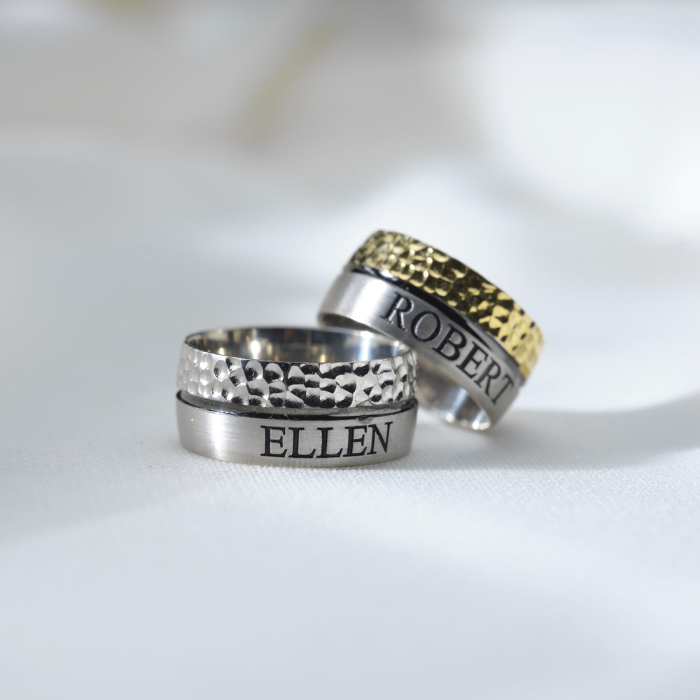 Roman Alphabet Wedding / Engagement Rings for Couple