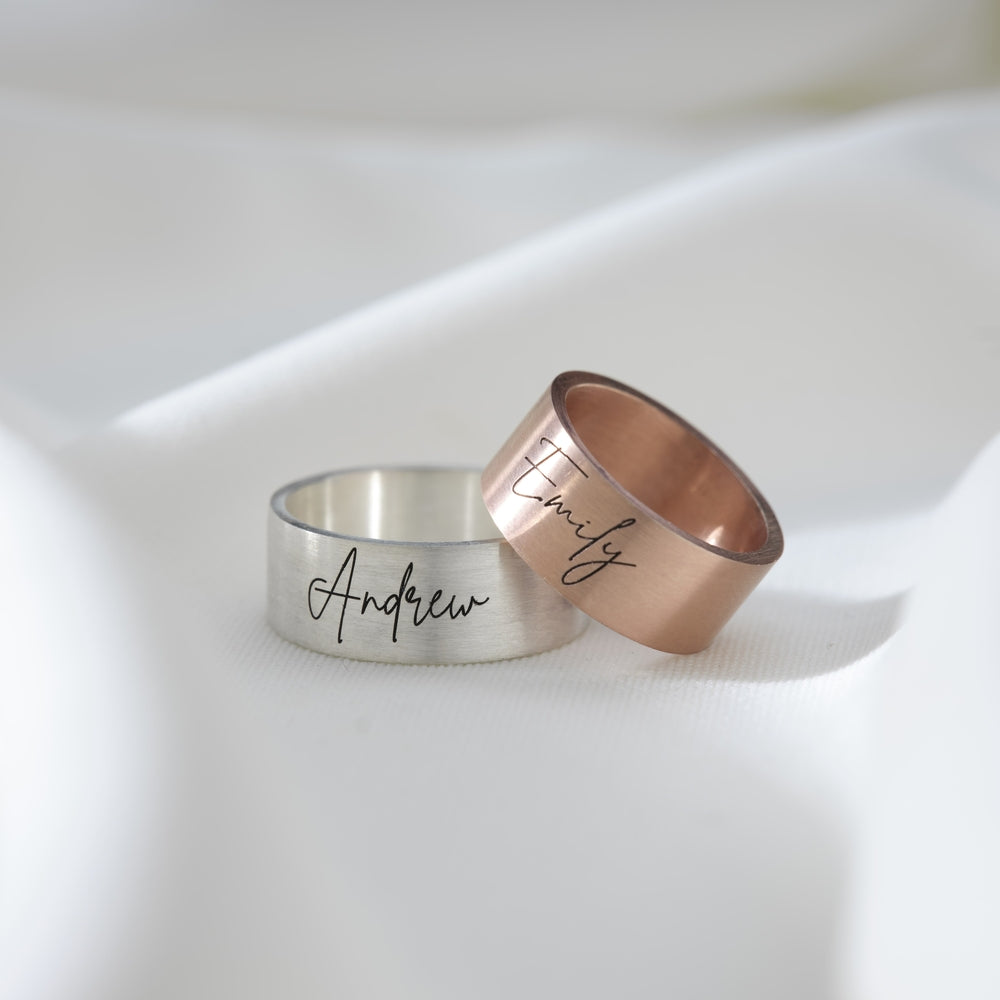 Simple Name Wedding  / Engagement Rings for Couple