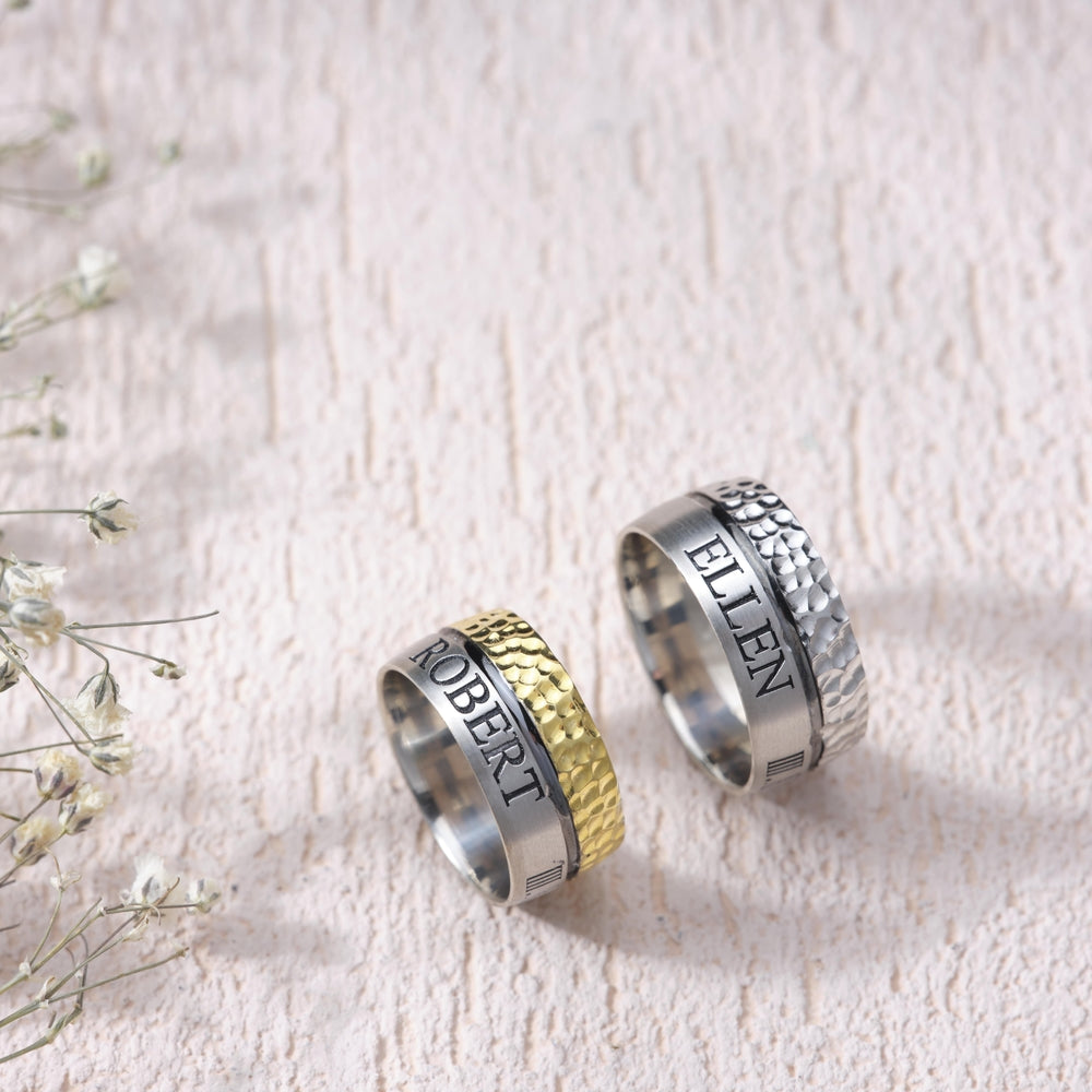 Roman Alphabet Wedding / Engagement Rings for Couple