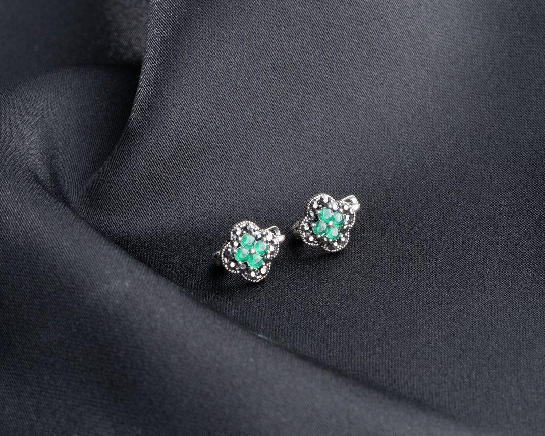 Emerald Clover Earrings for Women
