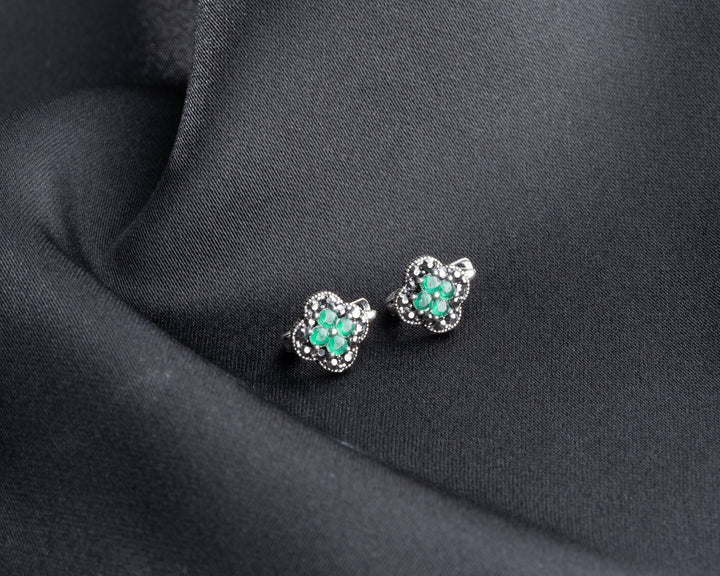 Emerald Clover Earrings for Women