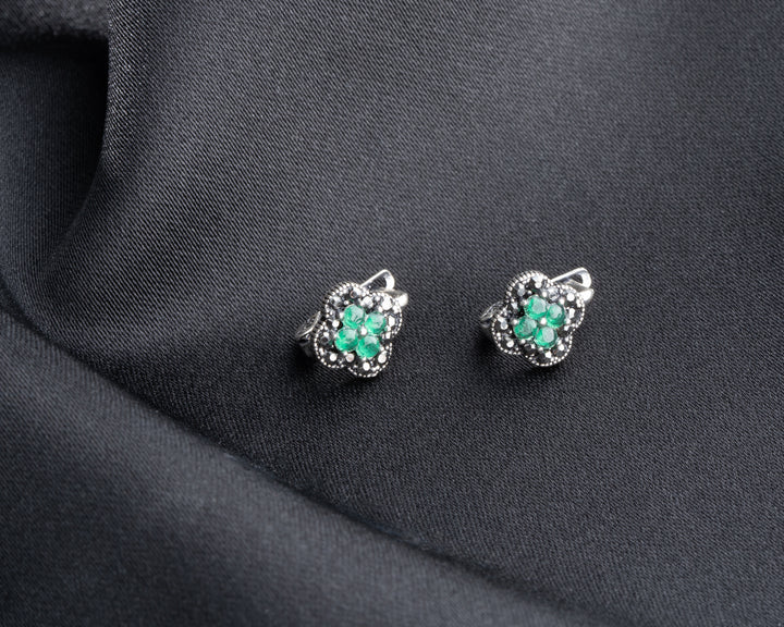Emerald Clover Earrings for Women