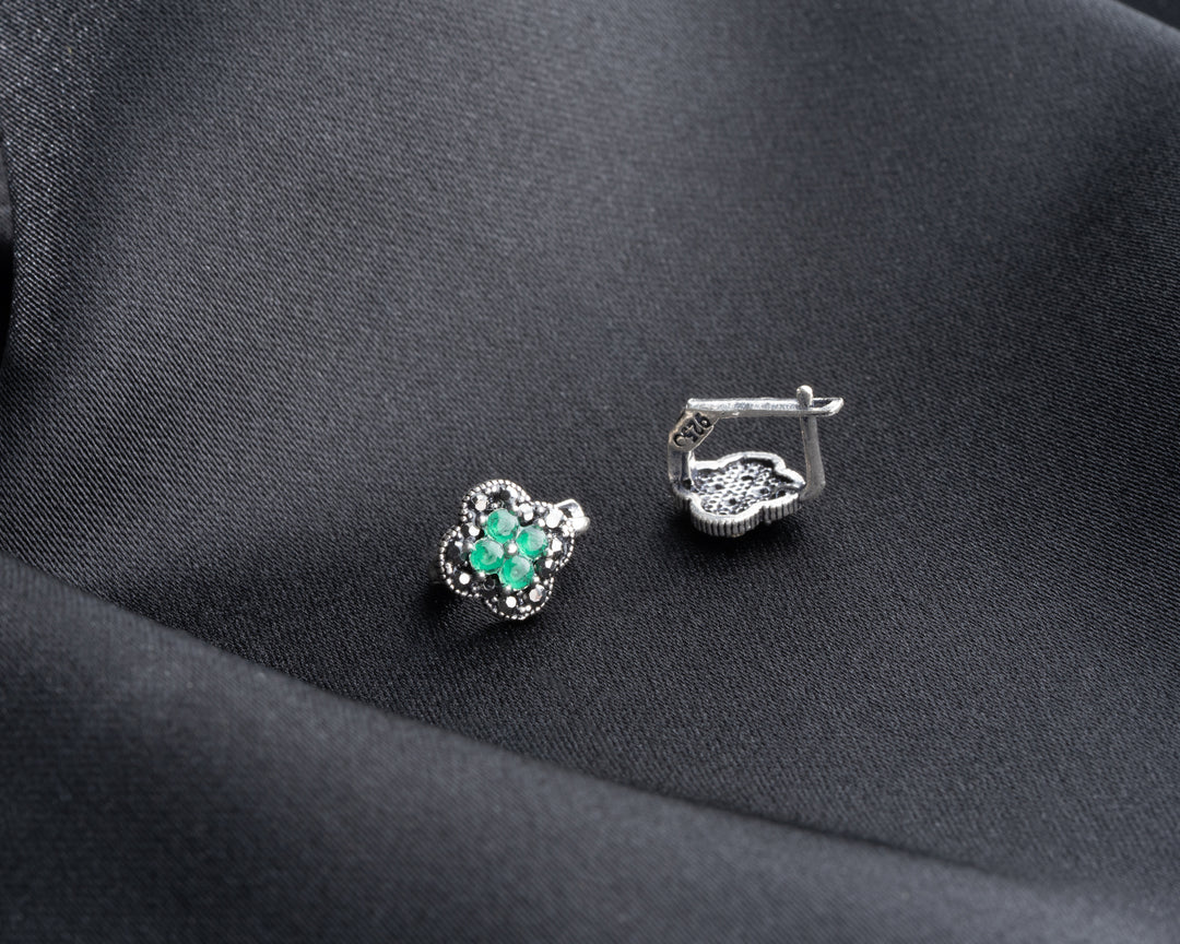 Emerald Clover Earrings for Women