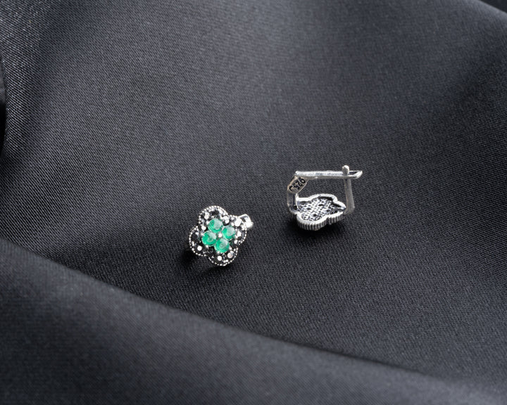 Emerald Clover Earrings for Women
