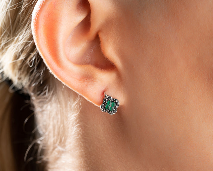 Emerald Clover Earrings for Women