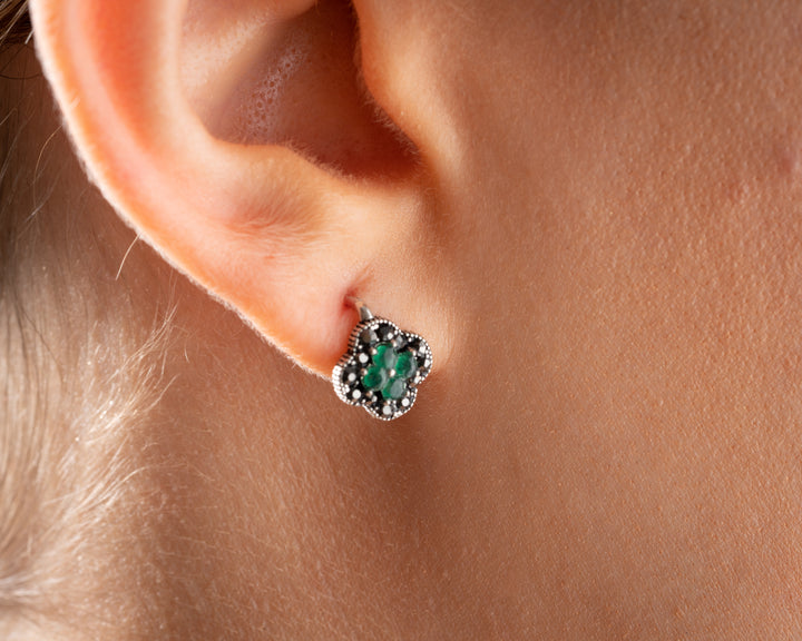 Emerald Clover Earrings for Women