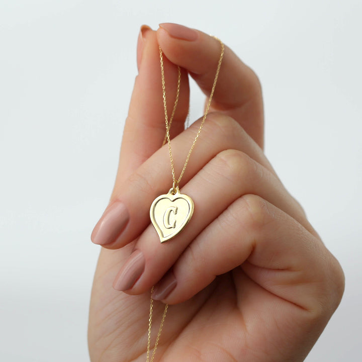 Initial Letter Necklace with Heart Shape
