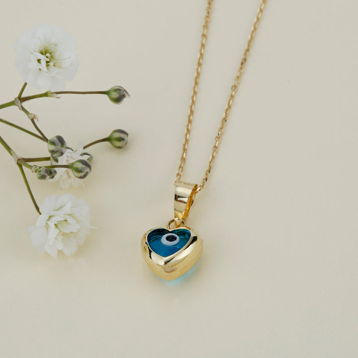 Heart Shape Evil Eye Necklace Gold