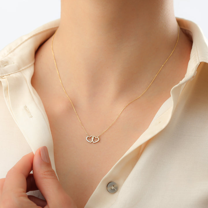 Two Hearts Necklace Minimal