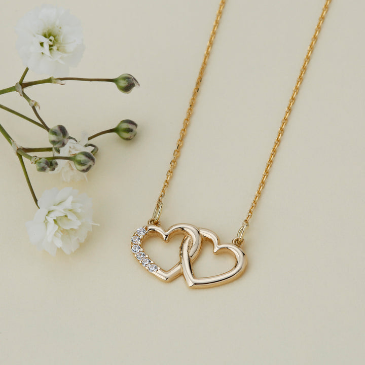 Two Hearts Necklace Minimal