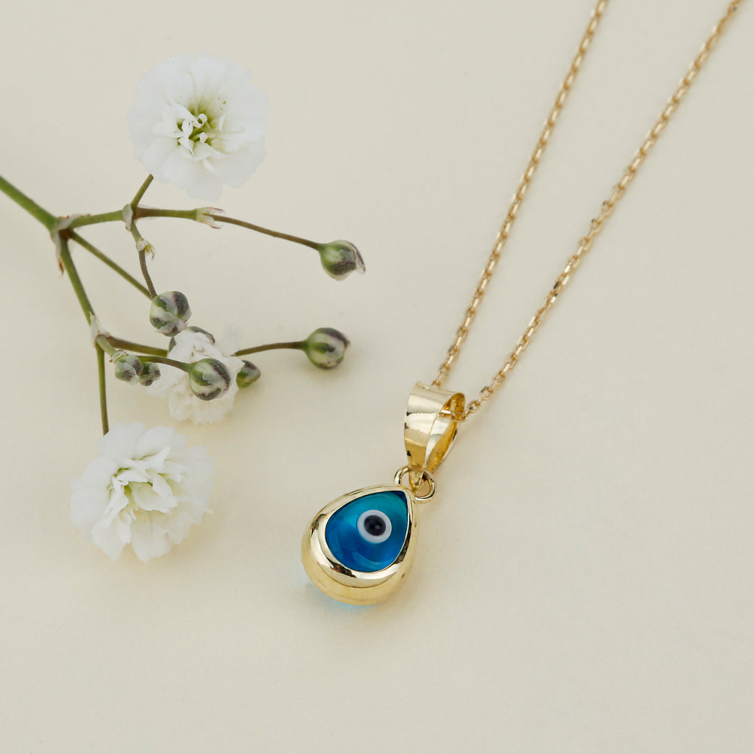 Drop Evil Eye Necklace Gold