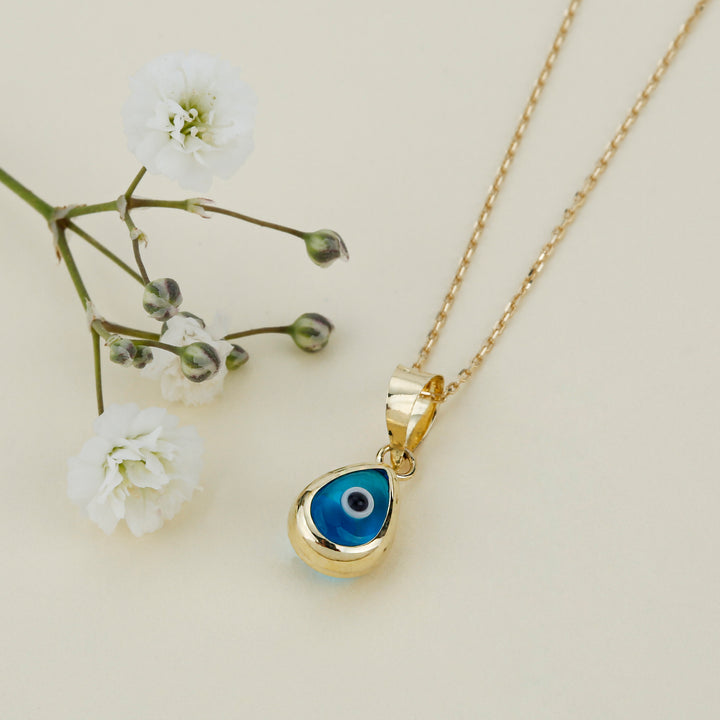 Drop Evil Eye Necklace Gold