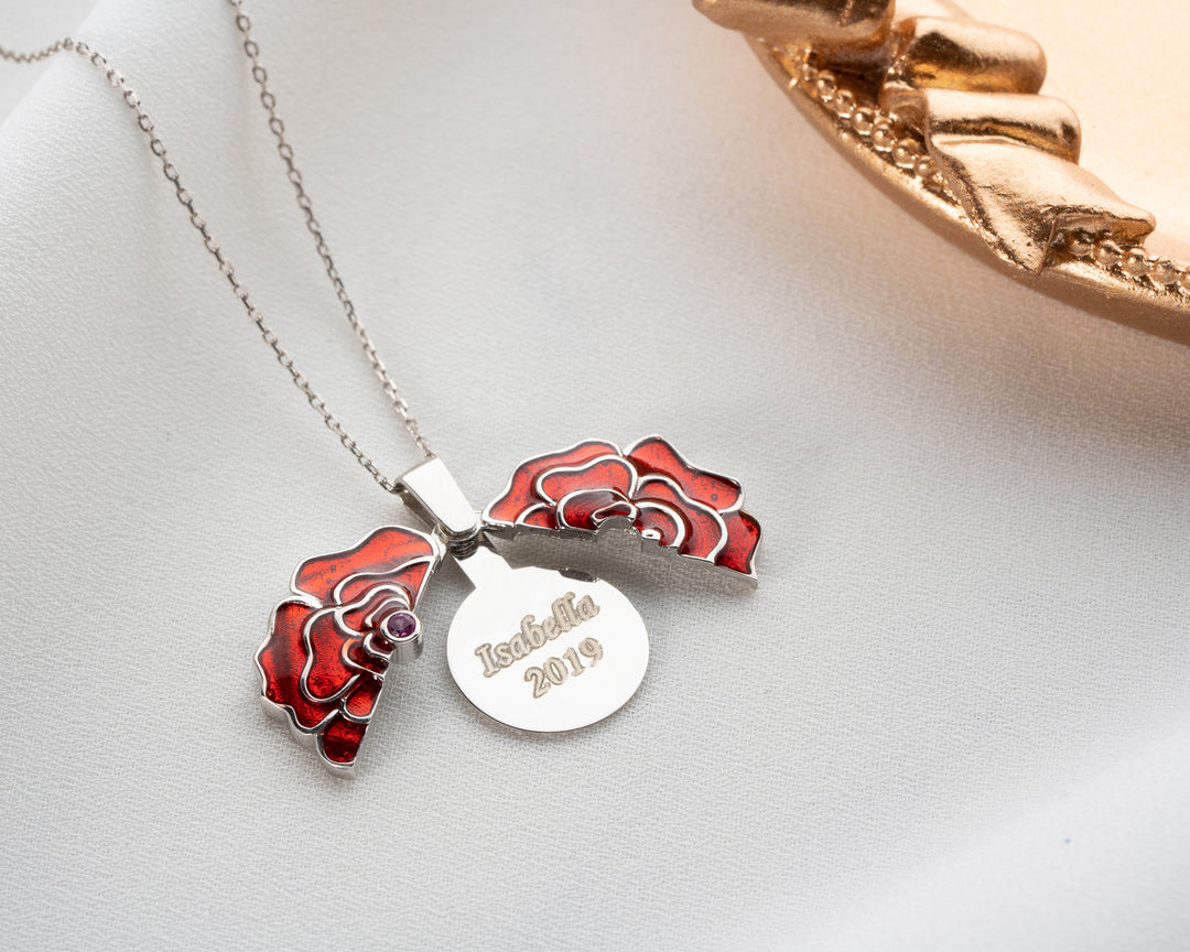 Red Rose Personalised Necklace