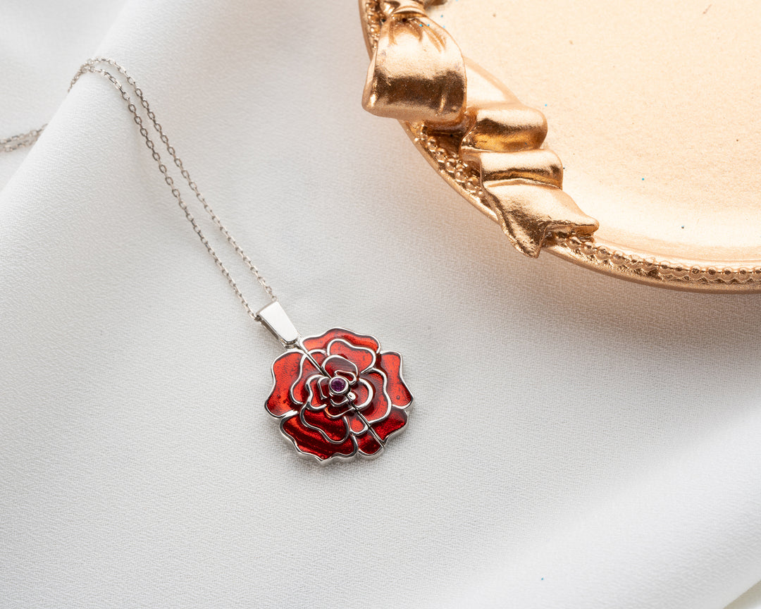 Red Rose Personalised Necklace