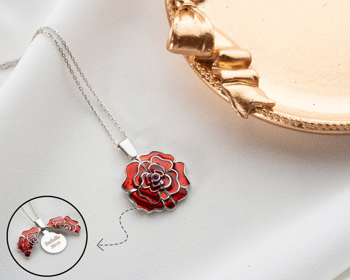 Red Rose Personalised Necklace