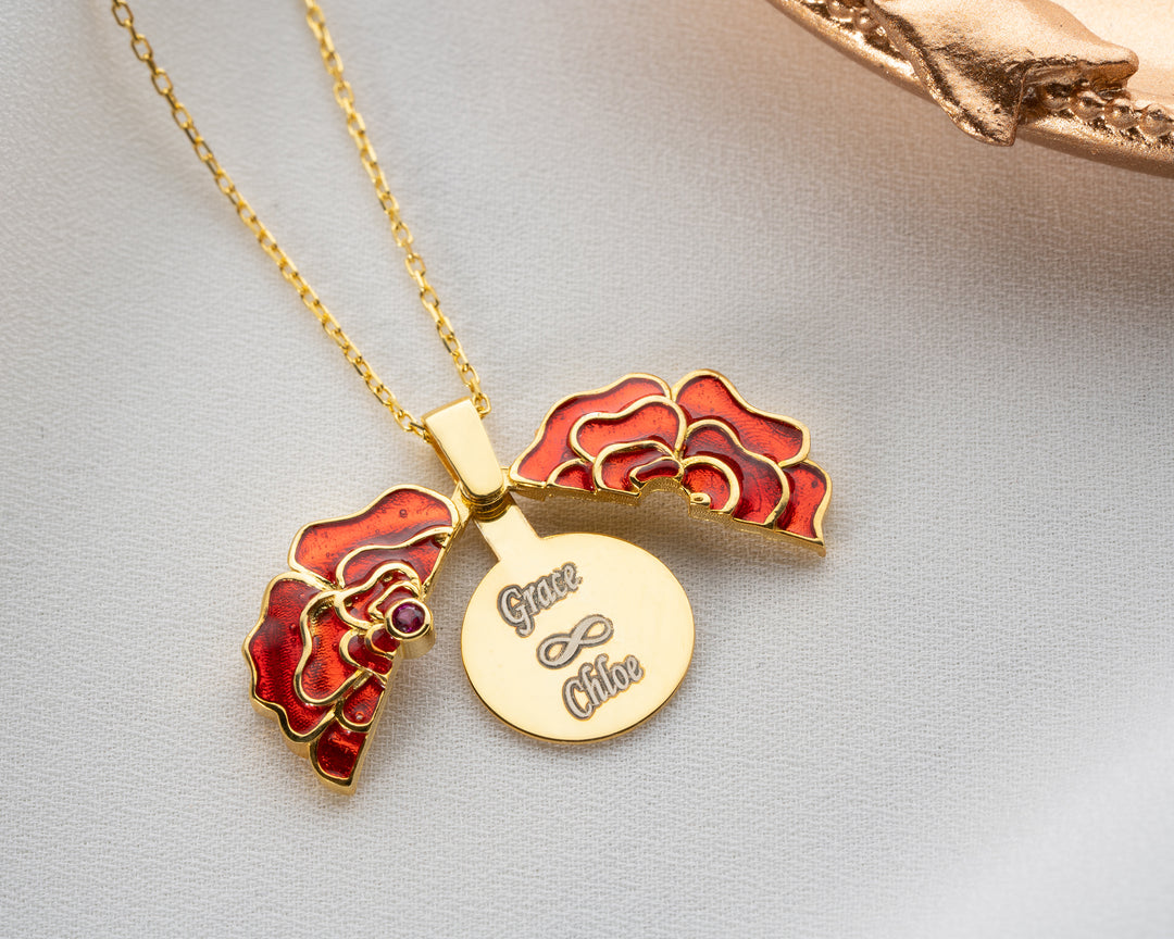 Red Rose Personalised Necklace