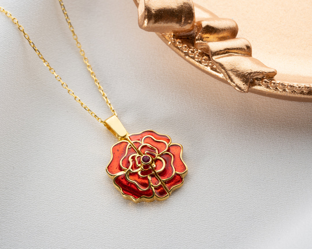 Red Rose Personalised Necklace