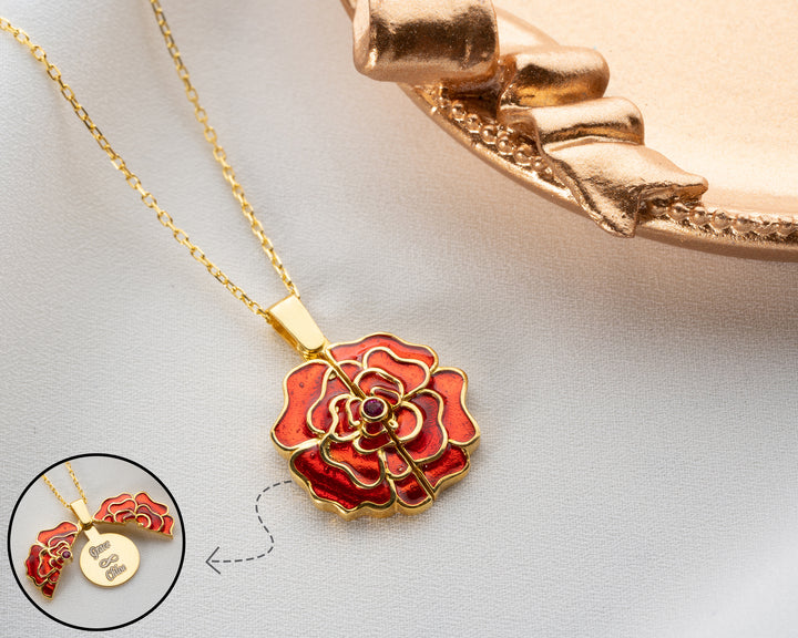 Red Rose Personalised Necklace