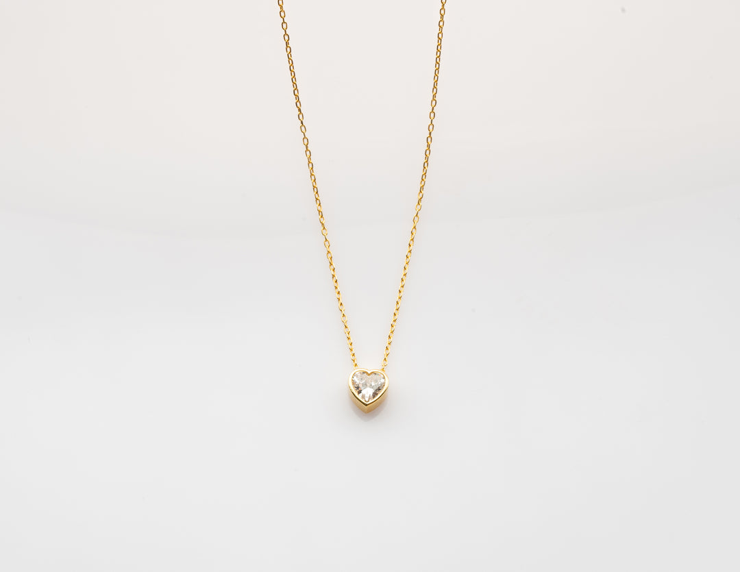 White Zircon Stone Heart Necklace