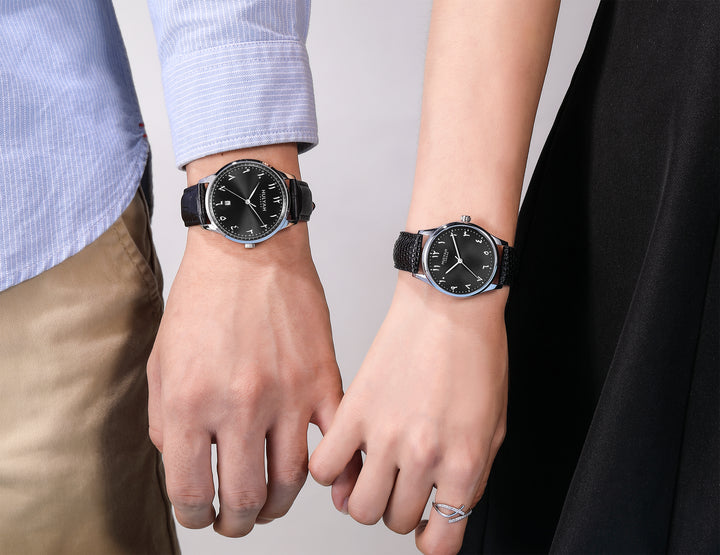 Silver Black Couple Watches (2 watches)