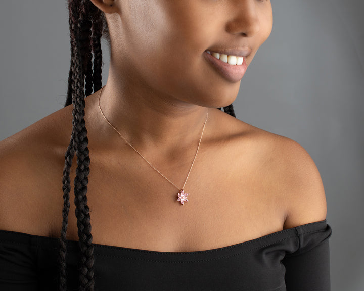 Pink Zircon Flower Necklace