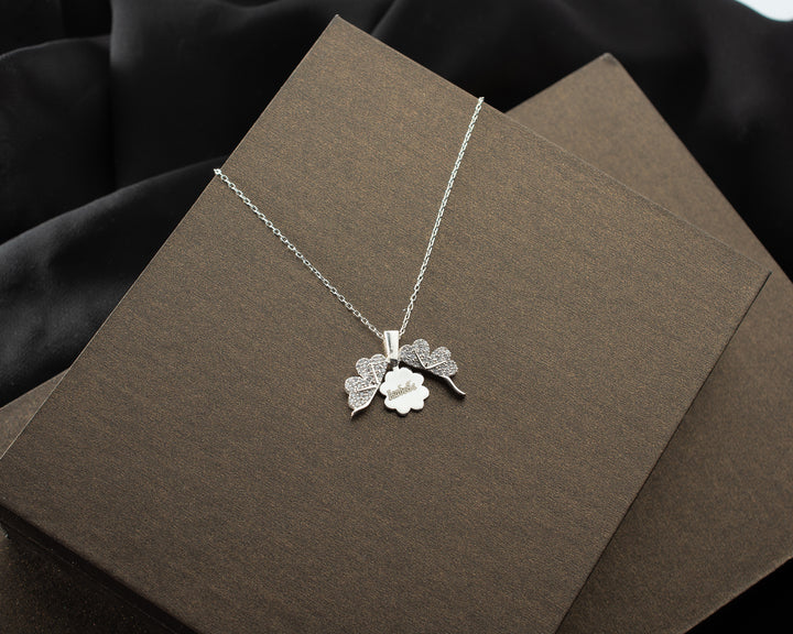 Openable Clover Necklace with Personalized Message