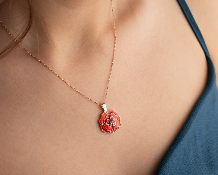 Red Rose Personalised Necklace