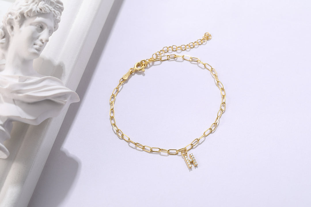 Minimal Chain & Initials Letter Bracelet