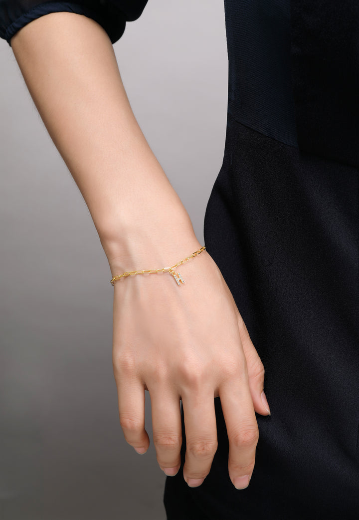 Minimal Chain & Initials Letter Bracelet