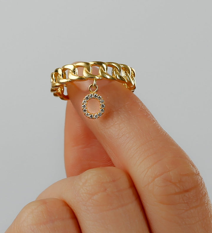 Chain Ring with FREE Initial - - HULYAH